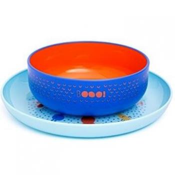 Suavinex - Set Vajilla Bebé Bowl + Plato Infantil BOOO. Apto Para Microondas y Lavavajillas, Color Azul
