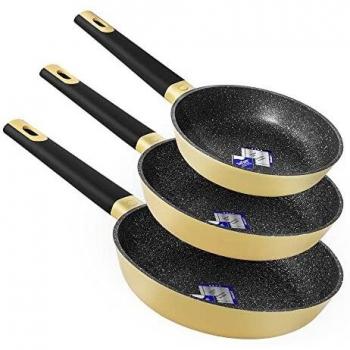 Cecotec Set de Sartenes Polka Experience 18-22-26 Bucket Set Vulcano. Diámetro 18-22-26, Aluminio Fundido, Revestimiento Antiadherente, Apta para todo tipo de Cocinas y Lavavajillas, Amarillo