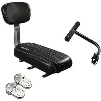 Shayson, Asiento con cojín y Funda de Piel sintética Trasero para Bicicleta con Respaldo, para niños, Black Set