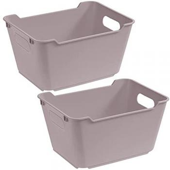 2X Caja de Almacenaje Lotta, Polipropileno, 1.8L, Color Gris, Dimensiones 19.5x14x10 cm