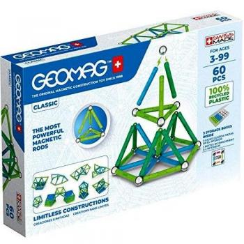Geomag Classic Green 60-Piece Magnetic Construction Set - Eco-Friendly Recycled Plastic