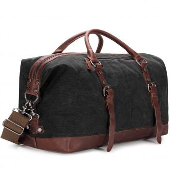 BAOSHA HB-14 De cuero para hombre de la lona Bolso de viaje Travel Duffle Noche Fin de semana Satchel Totes Bolsa Bolsos