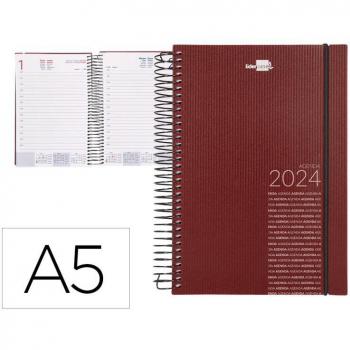 Agenda 2023 Olbia espiral A5 día página en color burdeos