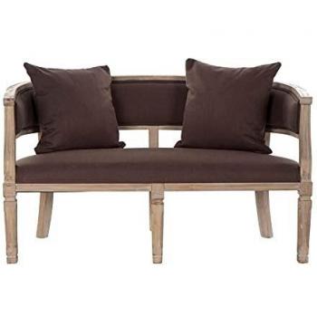 Traditional Brown Linen Rubberwood Sofa (122 x 69 x 72 cm)