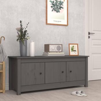 Zapatero de madera maciza de pino gris 110x38x45,5 cm