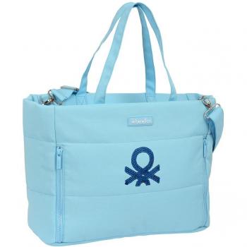 Bolso Benetton Sequins Safta con Bolsillo para Portátil 14,1'' - Tamaño 54x31x17cm - Gran Capacidad - Azul Claro