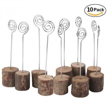 Portafotos con base de madera natural, para mesas de boda, fotos, notas, tarjetas de visita, etc.