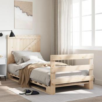 Cama con cabecero 90x200 cm en madera maciza de pino