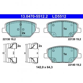 Juego de pastillas de freno ATE 13.0470-5512.2 Delantero