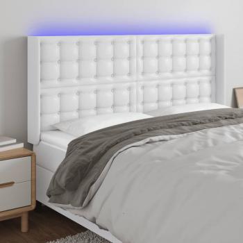 Cabecero LED Blanco 147x16x111/128 cm en Cuero Sintético