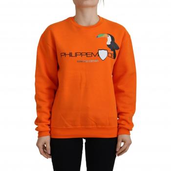 Orange Printed Long Sleeves Pullover Sweater - IT40|S
