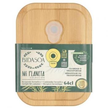 Recipiente Rectangular de Vidrio con Tapa de Bambú 640 ml
