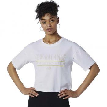 Camiseta de Manga Corta Mujer New Balance Essentials Athletic Club Boxy Blanca
