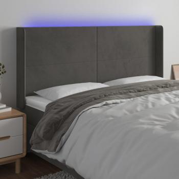 Cabecero Led Gris Oscuro 203x16x108/128cm en Terciopelo