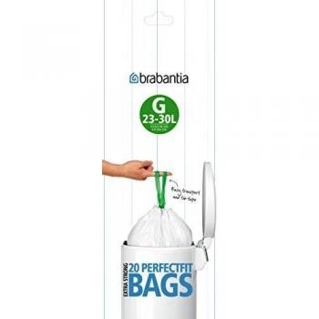 Brabantia Type G 23-30L Easy-Tie Trash Bags, 20-Pack