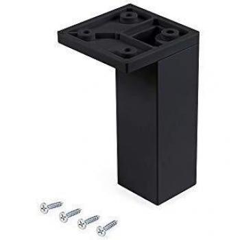 Emuca - Patas para mueble, Pies de plástico para muebles color cromado, Lote de pies con tornillos de montaje, varios modelos
