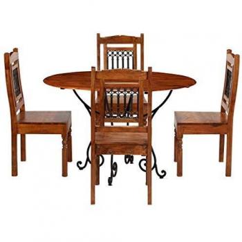 vidaXL Juego de Comedor 5 Piezas Madera Acacia con Acabado Sheesham Mobiliario