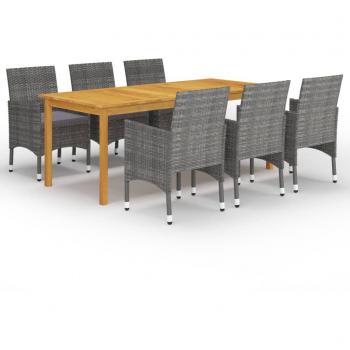 vidaXL Juego de comedor de jardín de 7 piezas gris