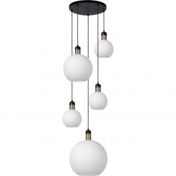 Lámpara Colgante Vintage Julius, 5 luces E27, Opalino