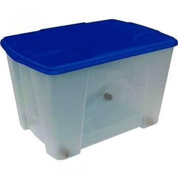 Caja de Almacenamiento Multiuso Transparente con Tapa Azul 56.5x39x35 cm