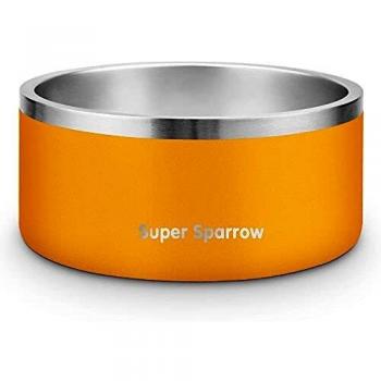 Super Sparrow Comedero para Perros Gatos Mascotas de Acero Inoxidable, con Base de Silicona Antideslizante, Apto para Lavavajillas -32oz/1L