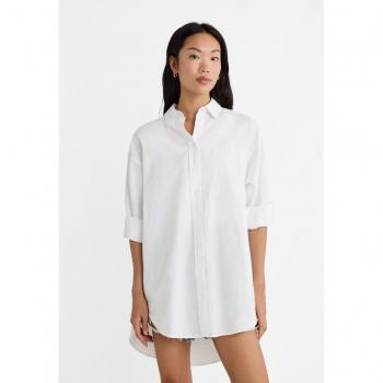 Stradivarius Long White Poplin Shirt XS