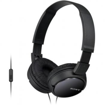 Sony MDR-ZX110APB Headphones Black - Over-ear design, 30mm driver unit, in-line microphone and remote for hands-free calling, frequency response of 12-22,000 Hz, lightweight and foldable for portability, available