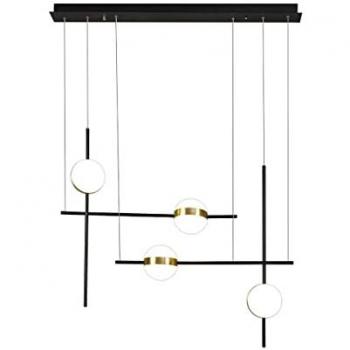 Lámpara colgante Cuba 32W LED, 4 luces, 3000K, 2400lm, acabado en oro y negro, fabricada en acero y acrílico, con garantía de 3 años