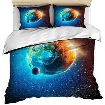 LnimioAOX Juego de Cama de 3 Piezas Earth 3PCS Funda nórdica con Cremallera Juego de Funda de edredón con Funda de edredón, Fundas de Almohada para niños/Adolescentes/Adultos