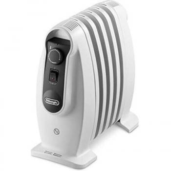 De'Longhi TRNS 0505M - Radiador de aceite, 500 w, termostato de seguridad, función Eco, controles digitales, blanco