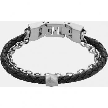 Pulsera Fossil Casual de acero y piel