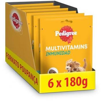 Pedigree Multivitamins Snacks Masticables Suaves para Inmunidad, 6 x 180 g, con fórmula enriquecida en vitaminas y minerales, ideales para fortalecer el sistema inmunológico de los perros