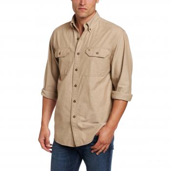 Camisa Carhartt Fort Solid Manga Larga Chambray Ligera Color Marrón Oscuro