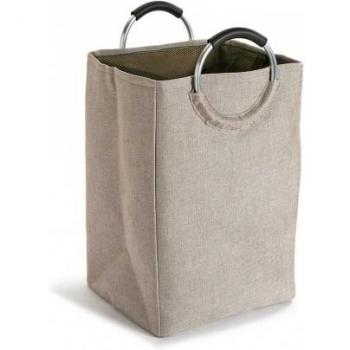 Versa 19485340 Cesto de Ropa con Asas Plegable, Poliéster y PVC, Beige, 30x46x55 cm