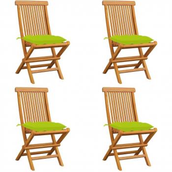 Bright Green Cushioned Teak Garden Chairs Set of 4