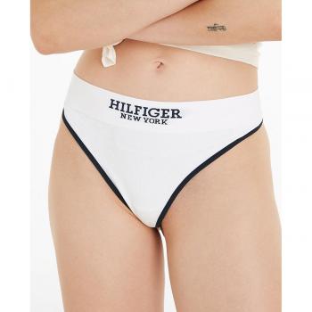Tanga Tommy Hilfiger Monotype Rib blanco azul marino - M