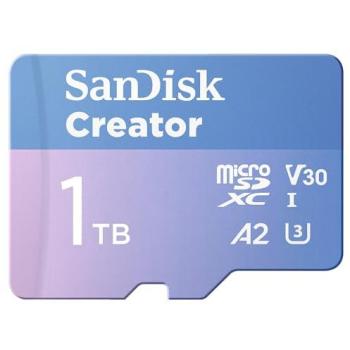 Tarjeta microSDXC SanDisk Creator 1 TB UHS-I Clase 10 con Adaptador SD, A2, V30, U3, velocidades hasta 190 MB/s