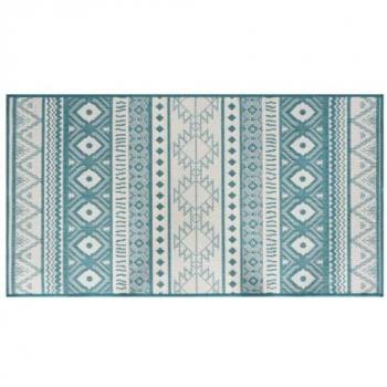 Alfombra de exterior reversible gris y verde agua 80x150 cm