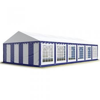 Carpa para fiestas Toolport 6x12 m, lona PVC 700 N, impermeable, color azul-blanco