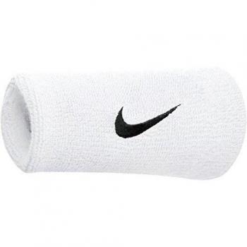 Nike Swoosh Doublewide Wristband 2 Pack - White, Size: One Size Fits Most; Nike Swoosh Wristband 2 Pack - Light Grey, Size: One Size Fits Most