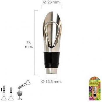 ORYX 5057090 Vertedor Escanciador Vino Acero Inoxidable con Tapon, Plateado