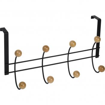 Percha sobrepuerta negra 8 bolas haya natural