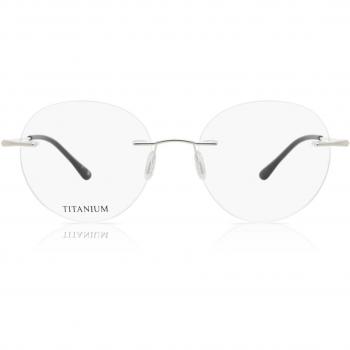 Gafas Recetadas Redondas Sin Armazón de Titanio Plateadas para Hombre - Gafas Anti-Azules - SmartBuy Collection
