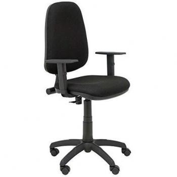 Piqueras y Crespo Silla de Oficina con Mecanismo de Contacto Permanente y Regulable en Altura - Asiento y Respaldo tapizados en Tejido Bali Color Negro. Brazos Regulables incluidos Modelo Sierra
