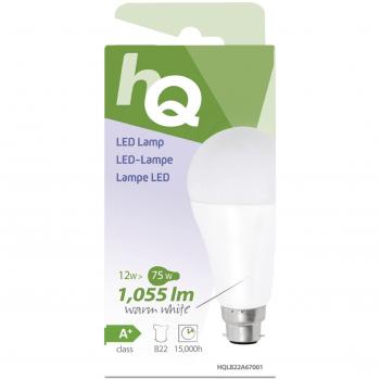 HQ HQLB22A67001 Lampadina a LED Formato A67 B22, 12 W, 1055 Lumen, 2700 K