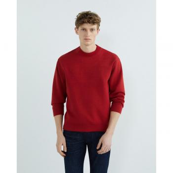 Emporio Armani Men's Regular Fit Red Cotton Sweatshirt with Embossed Eagle Logo