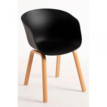 Silla Hema - Silla de comedor estilo nórdico en color negro, fabricada en polipropileno
