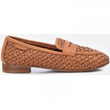 Carmela Women's Leather Moccasins - Casual Slip-On Shoes in Camel Brown (Model 16130203)