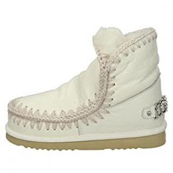 Mou Eskimo 18 White Rhinestone Logo Women's Winter Boots
