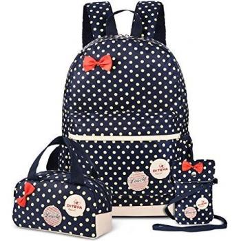 Mochilas Escolares Juveniles para Chica - 3 IN 1 Mochila Infantil Instituto Grande a Prueba de Salpicaduras Aesthetic Casual Material Tela Cremallera Metal Estuche Bolsa Regalo Adolescente Azul Oscuro